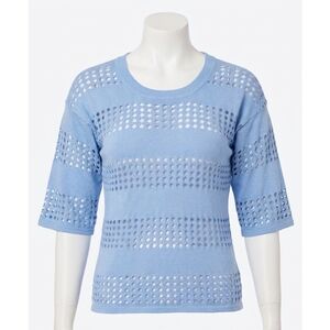 NEW ANGEL APPAREL crochet 3/4 sleeve top in sky blue
